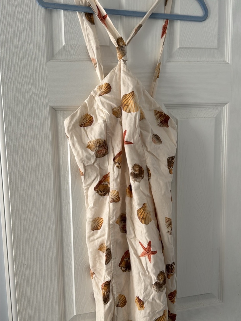 Cream Shell Print Halter Sundress Wild Fable